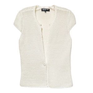 Jones New York Single Button Cap Sleeve Ivory Cardigan